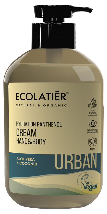 Crema Hidratación Manos y Cuerpo Pantenol Aloe Vera&Coco Orgánica, de Ecolatier